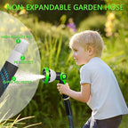 Garden Hose 75 FT, NON-EXPANDABLE Heavy-Duty Flexible & Lightweight Water Hose with 10-Function Nozzle, No-Kink, Leak-Proof Super Fabric, Solid Fittings for Lawn, Car, Outdoor (Black Blue)