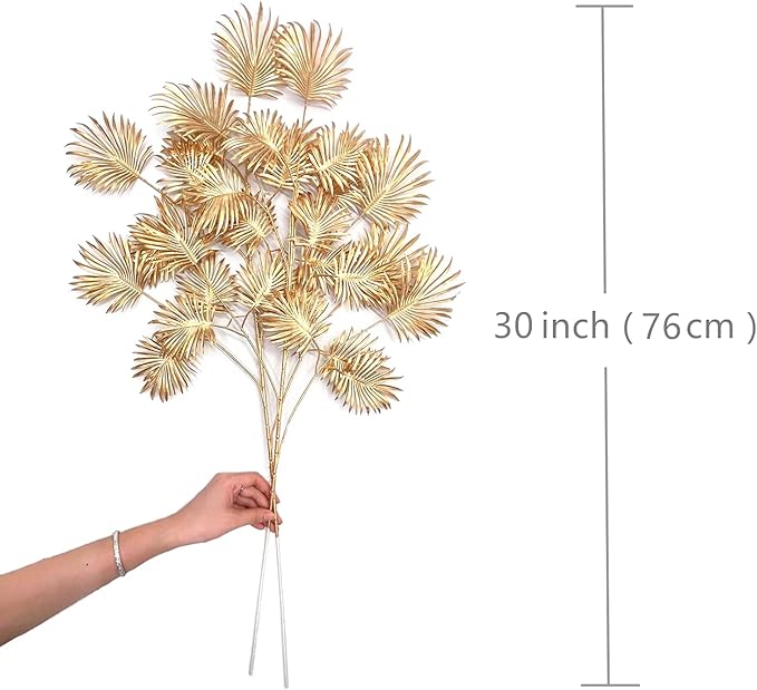 PASYOU Artificial Plants for Christmas Decor, Gold Plastic Grass Fake Shrubs Leaves Indoor Outdoor Home Garden Party Hotel Verandah Wedding Event Faux DIY Decoration - 30 Inch Golden 2 Bunches