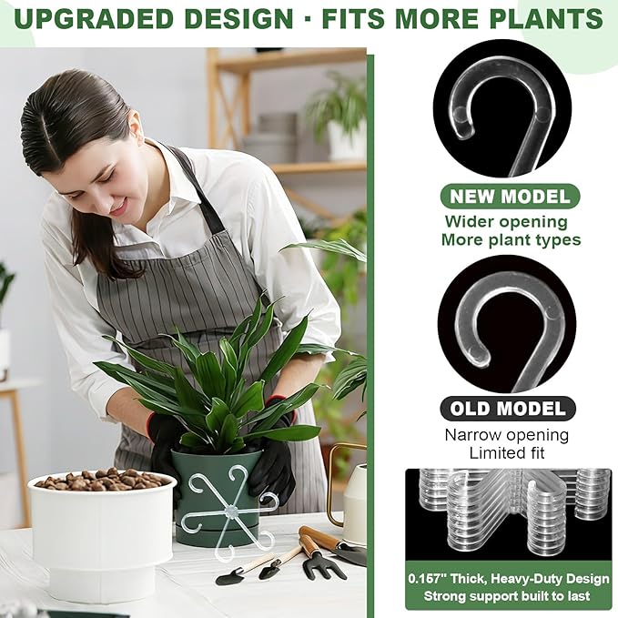 32 Pack Upgraded Plant Stem Support, Monstera Plant Support, Nearly Invisible Support for Indoor Plants, Reusable Stem Holders, 4 Sizes Plants Accessories, Plant Stabilizer Indoor