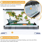 RunDuck Travel Portable Foldable Terrarium Kits for Reptiles -Heat-Resistant Material, Easy to Move with Wheels, Includes Plant, Feeding Bowl, and Carpet for Snakes, Lizards, Tortoises, and Leopard
