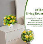 TerraVervre Fake Plants 4 Packs,Small Artificial Plants with Flowers, for Bathroom, Office,Home,Conference Table Decor, Indoor Desk Décor