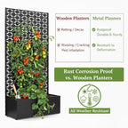 QINPTWUT Geometric Edition Privacy Screen Planter Box with Trellis, Metal Raised Garden Bed for Climbing Plants, 27 Gallon Outdoor Divider for Patio Balcony Backyard, Easy Assembly