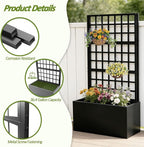 Metal Planter Box with Trellis - 63"(H)*31.5(L)*15.8"(W) Plastic-Coated Rustproof Trellis Planter, Raised Garden Bed with Trellis, Privacy Screen with Planter Box for Garden, Balcony, Patio