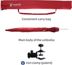 AMMSUN XL Chair Umbrella with Universal Clamp Adjustable 47 inches and 360-degree Swivel UPF 50+, Portable Clamp on Camping or Beach Chair, Stroller, Wheelchair, Golf cart, Red, Large-sized