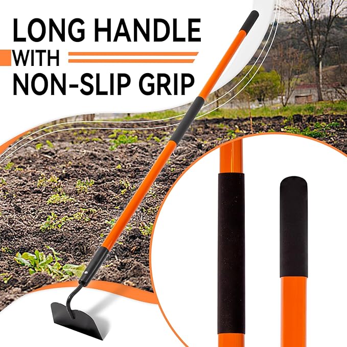 Nohovu Garden Hoe Tool, 58 Inches Hoe Garden Tool with Fiberglass Long Handle, Heavy Duty Garden Hoe for Weeding