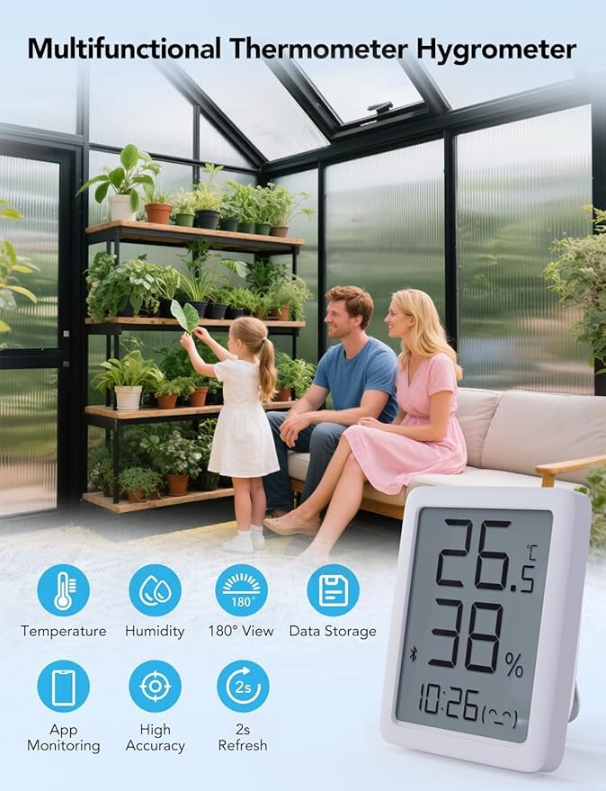 8x10FT Greenhouse Kits with Hygrometer, Polycarbonate Green Houses for Outside Heavy Duty with Aluminum Frame, Walk in Greenhouses with Drainage Channel Roof Vent for Backyard or Garden Use