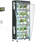 Indoor Greenhouse 6-Tier Plant Rack with Cover, 5 T8 Grow Lights, Thermometer & Timer – Seedlings, Flowering, Herbs & Vegetables, Indoor Gardening, Easy Assembly 30" W x 14" D x 72" H