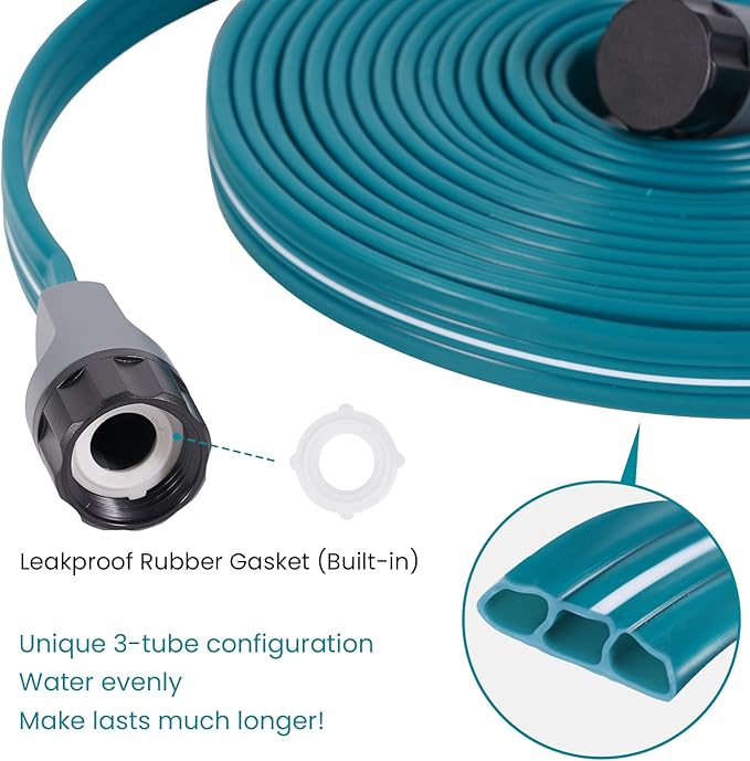 LINEX Sprinkler Soaker Hose 15 ft 2 pack for Garden Lawn Watering Hose with Stakes