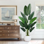Artificial Bird of Paradise Plant 6 Ft Tall Fake Banana Leaf Plant for Indoors and Outdoors,Faux Palm Tree with Plastic Pot for Office and Home Decor,L180