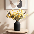 Yellow Flowers Artificial 10 Long Stems Kiku Flower With Eucalyptus, Spring Flowers Decor, Mustard Yellow Decor, Flores Amarillas Artificiales Para Decoracion, Faux Easter Spring Summer Floral Stems