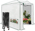 EAGLE PEAK 8x6 Portable Walk in Greenhouse, Pop Up Indoor Outdoor Greenhouse, Green House Kit with Zippered Roll-Up Doors and Windows, Woven Cover, Translucent