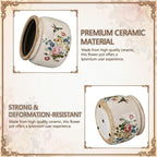 7.7″ Large Vintage Ceramic Plant Pot with Hummingbird Bloom Pattern Cream White Rustic Planter with Ice Crackle Glaze & Drainage Hole for Indoor Outdoor Plants Home Kitchen Office Decor Gift