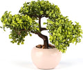 9.5 Inch Artificial Bonsai Tree with Ceramic Pot - Decorative Fake Plant for Home Office Living Room Window Sill, Fake Plants for Year-Round Decoration（White）