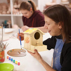 Bird House Kits for Adult, Wooden DIY Birdhouse Kit, Outdoor Woodworking Crafts Freestyle Painting, Arts and Crafts Projects with Paints & Brushes, Hanging Birdhouse for Garden Yard Decor Gifts (1Pcs)