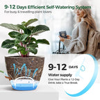 T4U 3 Pack Self Watering Pots (8"+10"+12") - Water Level Indicator & Deep Reservoir, Mess-Free Planters for Busy People, Beginners & Gardeners, Fits Pothos to Monstera, Indoor Outdoor Use (White)