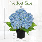 18" Hydrangea Artificial Flowers Plant in Black Plastic Pot, Fake Hydrangeas Plants for Home Office Indoor Outdoor Decor, Realistic Floral Centerpiece for Living Room & Porch Decorations, Blue
