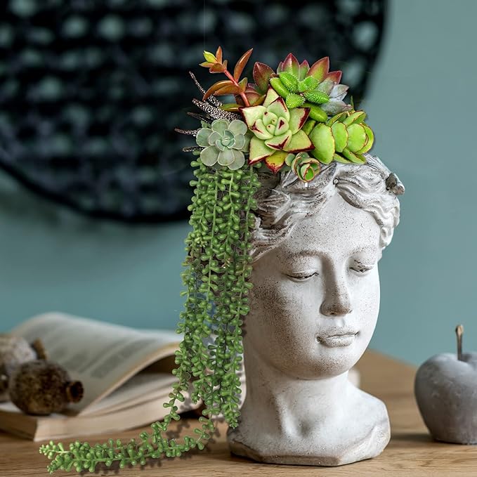 CEWOR 8pcs Artificial Succulents Hanging Greenery Plants Fake String of Pearls for Wall Home Garden Outdoor Decor (24 Inches Each Length)