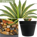 Hollyone Large Artificial Agave Plants 16.9" Tall Fake Agave Plant in Black Pot with Real Stone Pebbles Faux Succulent Aloe Tropical Plants Potted for Indoor Outdoor Home Patio Garden Decor