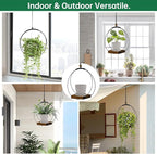 hismocal Hanging Planter for Indoor Plants,Plant Hanger with Sturdy Wood Base & Pot, Modern Boho Macrame Plant Hanger,Wall Ceiling Window Stands(2 Pack+Pots)