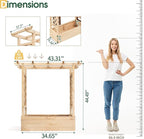 Outvita Raised Garden Bed with Trellis, Wood Planter Box with Hanging Roof, Side Trellis and Drainage Holes, Above Ground Elevated Garden Bed for Outdoor Climbing Plants Vegetables (Natural Wood)