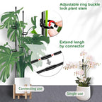 20Pcs Plant Support Stakes 17 inch SupKing Garden Orchid Sticks Extended to 3ft 4ft 5ft Plant Poles with Clips for Indoor Outdoor Potted Tomato Rose Amaryllis Vegetables Comes with 20 Ties(Black)