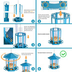 Birdream Bird Feeders for Outdoor Hanging, Fun Installation Pagoda Design Wild Birdfeeder, Attracting Wild Birds Sparrows Finch Cardinal Goldfinch Chickadee - Blue