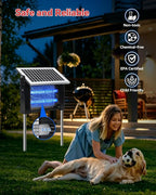 LANGY 10W Solar Bug Zapper Outdoor, 4500V Mosquito Zapper Outdoor Solar Waterproof Fly Zapper w 365nm Light, 5Ah Battery, 16.4ft Cord & Brush, Rechargeable Wireless Fly Insect Zapper Mosquitos Trap