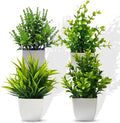 SZC&MFZ Mini Artificial Potted Plants Fake Plants,4 PCS Faux Potted Plants for Room,Home, Bathroom, Bedroom, Living Room, Kitchen and Office Decoration.