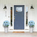 QIANYUN Artificial Topiary for Outdoors -20” Potted Plant Fake Hydrangea Bush-UV Resistant Artificial Outdoor Plants for Front Porch, Garden, Yard, Patio Decor (Blue)