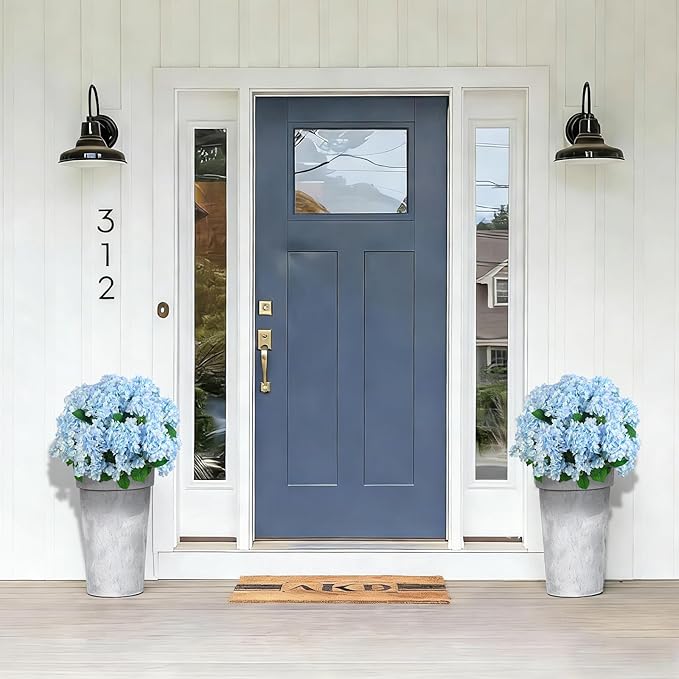 QIANYUN Artificial Topiary for Outdoors -20” Potted Plant Fake Hydrangea Bush-UV Resistant Artificial Outdoor Plants for Front Porch, Garden, Yard, Patio Decor (Blue)