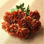 Flower Artificial, Artificial Silk Melaleuca Roses Wedding Photography Bouquets Valentine's Day Gift Home Living Room Simulation Flower Decoration(Gray Coffee)