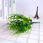 Artificial Shrubs, PASYOU Plastic Plants Eucalyptus Grass Fake Shrub Bushes Greenery Leaves Bush Indoor Outdoor Home Garden Party Verandah Wedding DIY Table Arrangement Decoration Planter Filler 8 Pcs