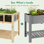ketive Raised Garden Bed with Transparent Acrylic Panels, Elevated Wooden Raised Garden Bed Planter, Fir Wood Outdoor Planter Box for Herbs, Flowers & Patio Balcony Gardening (Natural)