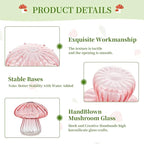 Glasseam Mushroom Plant Propagation Stations: Pink Glass Terrarium Jar Set of 5 Cute Planters for Indoor Plants Decorative Propagate Vase Unique Gifts for Women Home Office Decor