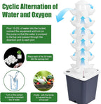 Vertical Hydroponics Garden Tower, 30-Plant Hydroponic Growing System with 10L Tank, 6 Layers Vertical Planter Towe Hydroponic Tower Garden, Automatic Watering for Home Indoor Gardening System Black