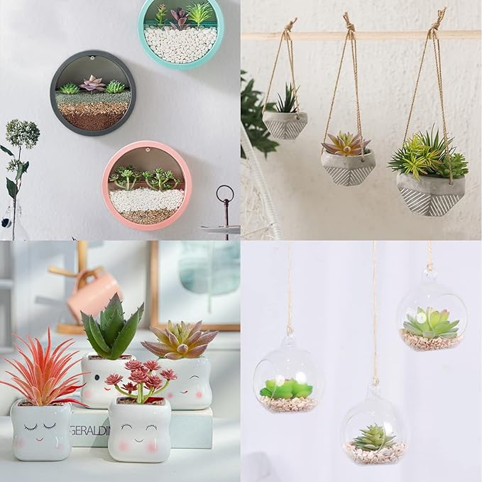 CCINEE 18PCS Artificial Succulent Plants,Mini Assorted Flocking Green Fake Unpotted Echeveria Realistic Agave Floral Faux Lotus for Landscape Garden Arrangement Office and Home Decor