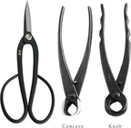 Wazakura Made in Japan 5PCS Bonsai Tool Kit with Roll Bag: Yasugi Steel Ashinaga Bonsai Scissors, Concave Branch Cutter, Knob Cutter, Wire Cutter, Tweezers - 5 Tools Ashinaga Set with Case