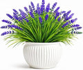 Artificial Flowers for Outdoors, 8 Bundles Faux Silk Spring Flowers for Outside for Planter Front Door Porch Yard Patio Window Box Home Decor (8pcs-Purple)