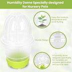 Sckee Clear Nursery Pots for Plants, 30 Packs Plastic Seed Starting Pots with Drainage Holes Plant Nursery Pots Silicone Base (Light Green, 4 inch with lids)