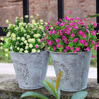 6 Bundles Outdoor Artificial Flowers UV Resistant Fake Boxwood Plants, Faux Plastic for Indoor Outside Hanging Plants Garden Porch Window Box Home Wedding Farmhouse Decor (Milk Green)