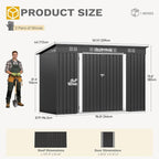 DWVO 8.5x3.5ft Large Outdoor Storage Shed, Metal Tool Sheds, Heavy Duty Tool Storage with Lockable Doors & Air Vent for Backyard Patio Lawn to Store Bikes, Tools, Lawnmowers, Dark Gray