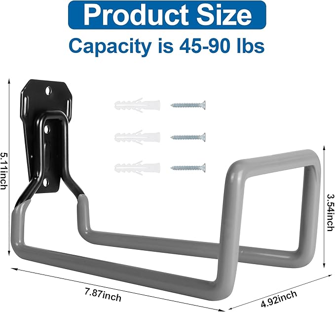PeoMev Garden Hose Holder - Metal Garden Hose Reel Wall Mounted Water Hose Holders for Outside, Heavy Duty Hose Hanger for Water Hose Storage