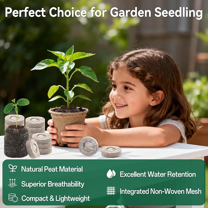 Halatool 100 Pcs 30mm Peat Pellets Block Potting Soil for Seedlings, Compressed Garden Soil Seed Starter Nutrient Peat Pods for Starting Seeds, Planting Flowers, Vegetables, Herbs