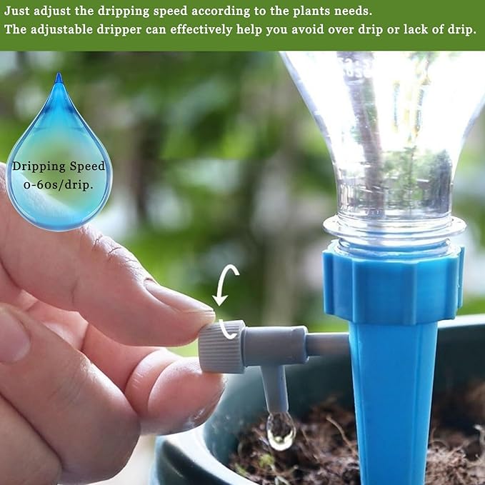 Suyeah 24PCS Self Watering Spikes for Plant,Indoor & Outdoor Automatic Plants Waterer,Plug-in Device with Adjustable Valve Switch, Self Watering Planter Insert