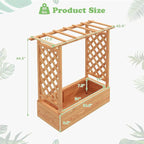 HAPPYGRILL Raised Garden Bed with Trellis, Freestanding Wood Planter Box w/Hanging Roof & 4 Drainage Holes for Vine, Climbing Plants, Flowers, Outdoor Planter with Trellis for Garden, Patio, Yard