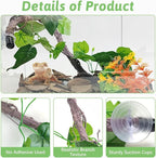 VCEPJH Reptile Climbing Branch Decor 2 Pcs Bendable Jungle Vine with Suction Cup Terrarium Plant Decoration for Gecko Bearded Dragons, Snake,Frogs, Chameleons Cage Accessories (U)