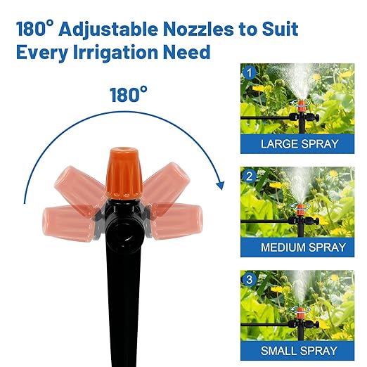 Mist Drip Irrigation System for Garden Watering 60FT, 1/2" & 1/4" Quick-Connect Micro Misting kit for Greenhouse, Plant, Lawn, Raised Bed, Vegetable, Flower. Hanging or Inground Misters Sprinkler