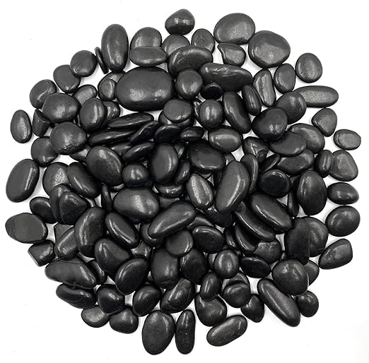 RITOLLO 6lb Black Pebble Rocks 3/8-1 Inch Polished Natural Aquarium Gravel Decorative Fish Tank Rocks Garden Landscaping Decor