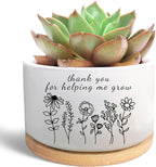 Thank You Gifts for Teacher from Students, Ceramic Plant Pot for Succulent, Flower Planter, Teacher Appreciation Gifts for Teachers Day, Thank You for Helping Me Grow (Plants Not Included)