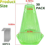30 Pack Garden Cloches for Plants with 60 Stakes, 9.05" L x 7.8" Reusable Plant Bell Cover, Protection from Freezing Weather, Birds, and Snails for Garden